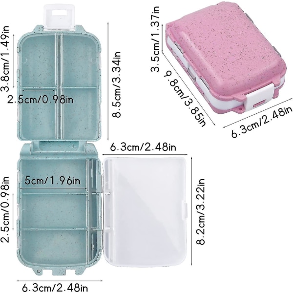 3-pack pillerburkar, förseglad vetemedicinlåda, bärbar pillerdispenser, 7 fack tablettask