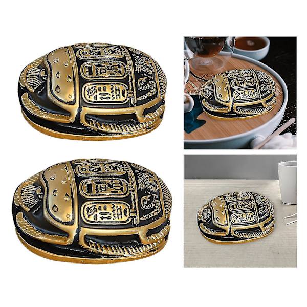 2x Klassisk Egyptisk Amulet Skarabæ Dekoration Til Stue Skrivebord Ornament Turist Souvenir