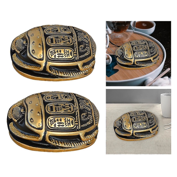 2x Klassisk egyptisk amulett skarabé dekoration för vardagsrum skrivbords prydnad turist souvenir