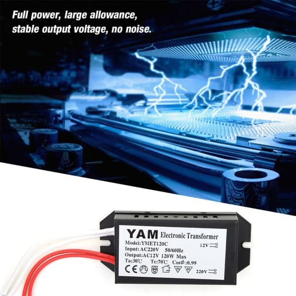 220V til 12V Elektronisk Transformator, Spenningsomformer, Intelligent Strømforsyning (120W)