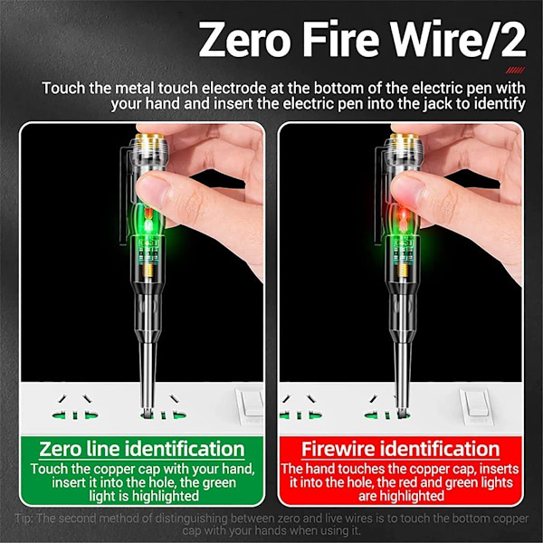 24-250V Bærbar Elektriker Krets Tester Pen, Responsiv Elektrisk Tester Pen, Ikke-Kontakt Spenningstester Pen (2PCS)