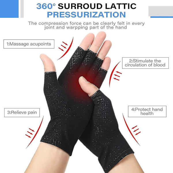 2 par artroshandskar unisex tryckhandskar fingerlösa handskar andningsbara Lmell gåva