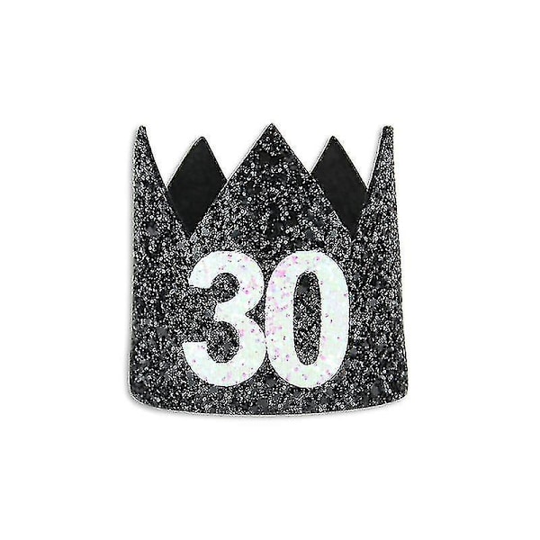 Adult Crown Hats Party Glitter Number 30 Birthday Mini Hat Birthday Party Decorations Props - Style A (hy)