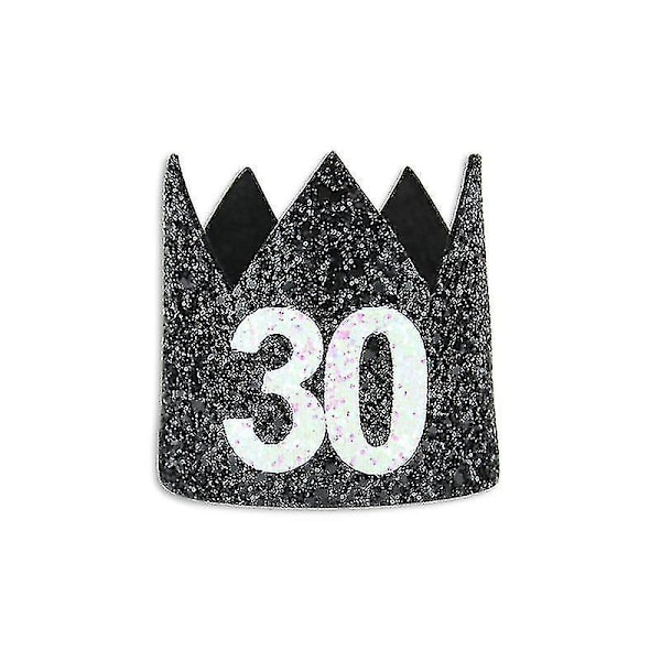 Vuxen krona hattar fest glitter nummer 30 födelsedag mini hatt födelsedagsfest dekorationer rekvisita - Stil A (hy)