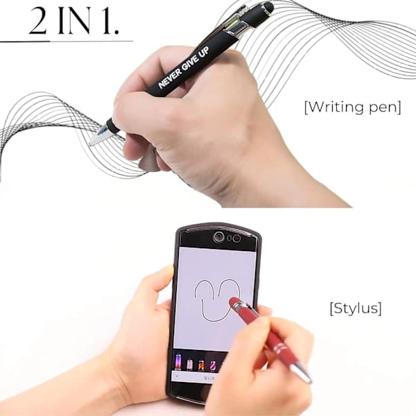 Kulepenner Uttrekkbare Multipack 2 i 1 med Stylus Svart Regnbue Kontorgave Rainbow