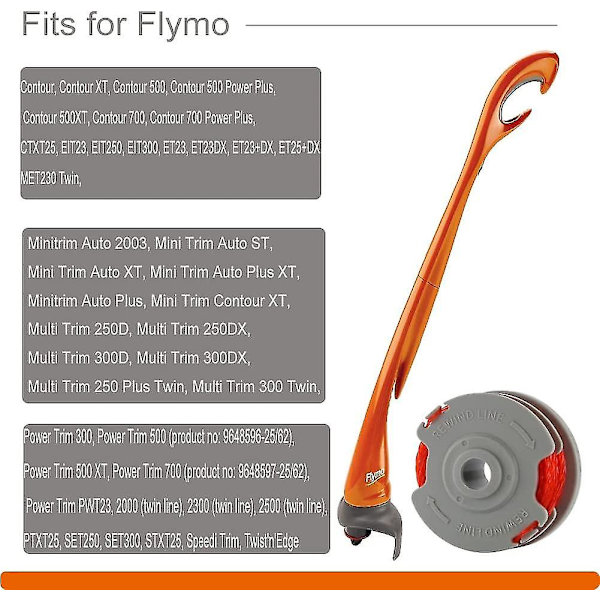 Trimmersnellespoler for Flymo Fly021 (lengde 11m diameter 1,5mm) Nylonsnellespoler Trimmersneller (flymo Fly021, 4 stk) (hy)