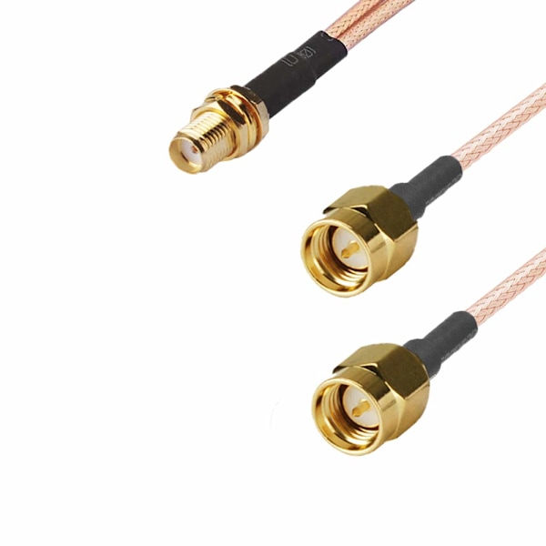 Naaras-kaksi SMA-uros kaapelijakaja yhdistin SMA-liitin 6 tuumaa (15 cm) + 2 kpl SMA-naaras TS9-uros sovitin