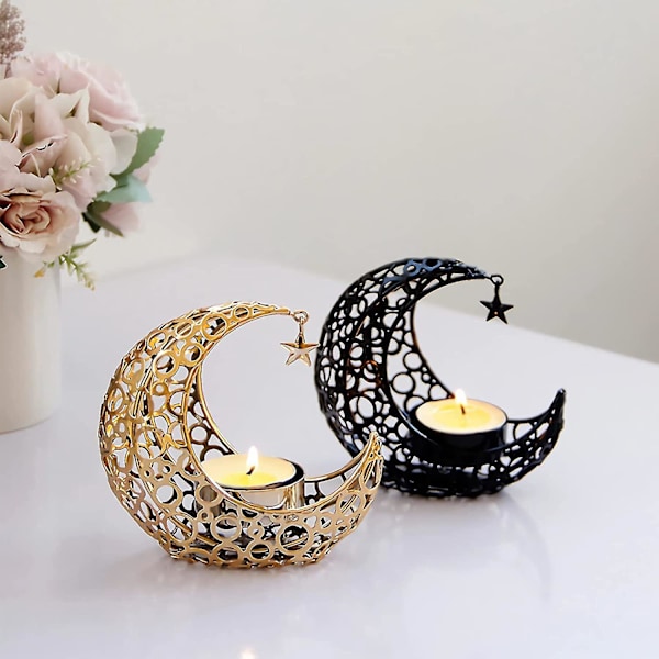 Tealight-hållare Måne Ljusstake Guld Lykta Bordsdekoration Vardagsrumsdekoration