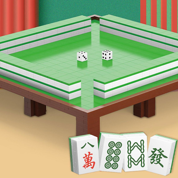 Mahjong-bordsspel i miniatyr, byggklossar, mahjong-mikrotegelset, brädspel, stadsbygge, leksaker för barn, 2278 delar