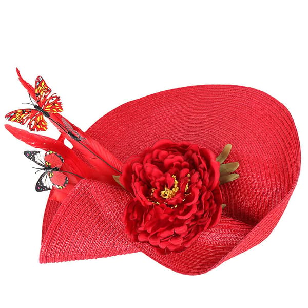 Fascinator Stråhatt til Dame Teselskap Hodeplagg Banketthatt Overdrevet Sommerfugl Hårbøyle