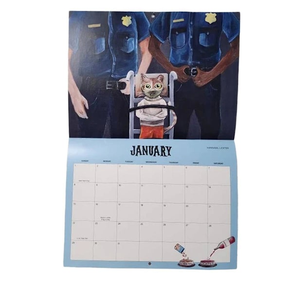 Scaredy Cats 2024 Monthly Calendar, Horror Movie Parody 12-month Wall Calendar