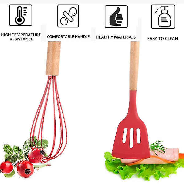 2 st värmebeständiga, BPA-fria köksredskap i trä, non-stick redskap