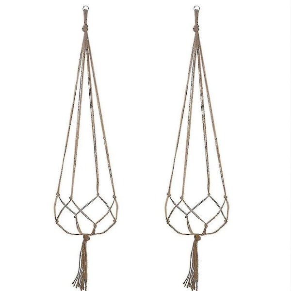 2 Macrame Rep Blomkruka Hängande Korg Tak Växt Hängare Vävda Hampa Rep Nät Väska Hängande Hållare(105cm)