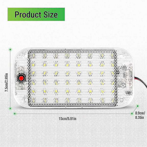 Led indvendigt lys 10w 48 Led Universal Bright indvendigt lys med tænd/sluk-knap til 12v-85v bil varevogn lastbil  loftlampe 2stk