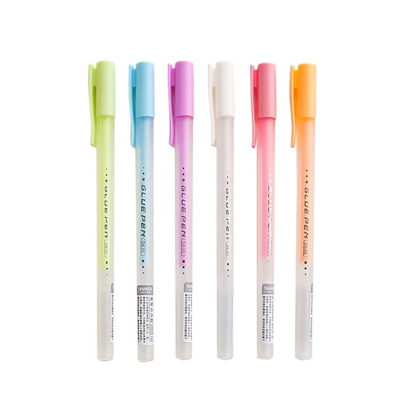 Scrapbook Quick Dry Glue Pen Set, Resin Gel Adhesive, 6 Colors, Handmade Stationery, Papercrafts, Foil-Stamping Suitable