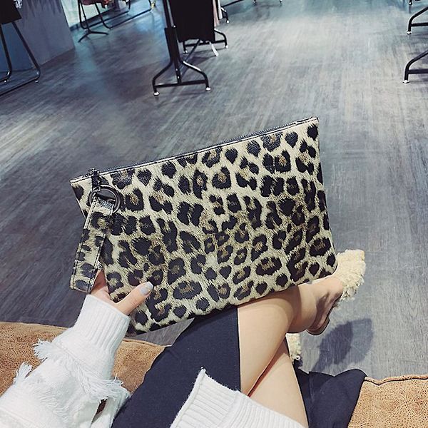 Leopard Håndtaske Fashion Hot Håndtaske Leopard Hot Kuvert Taske Gul Leopoard Korn