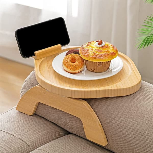 Sofa Armlene Bord, 360° Roterende Sofa Armlene Brett for Mat Rund