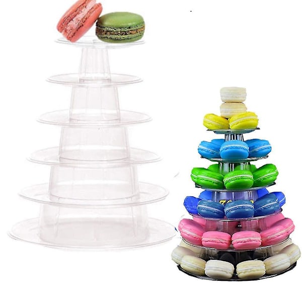 6 Etagers Rund Macaron Tårn Stativ Kage Stativ Kage Display Stativ Til Bryllup Fødselsdag Dekoration