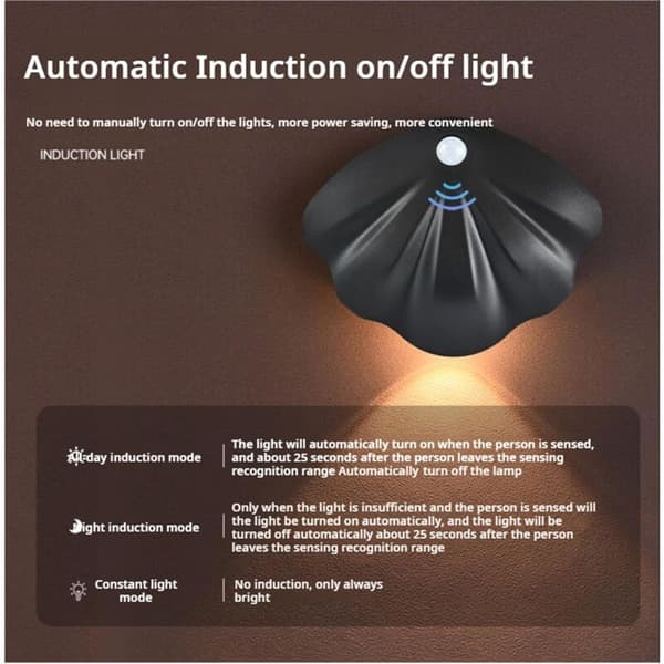 LED Nattlampa Rörelsesensor USB-laddning 3 Lägen Dimbar Vit