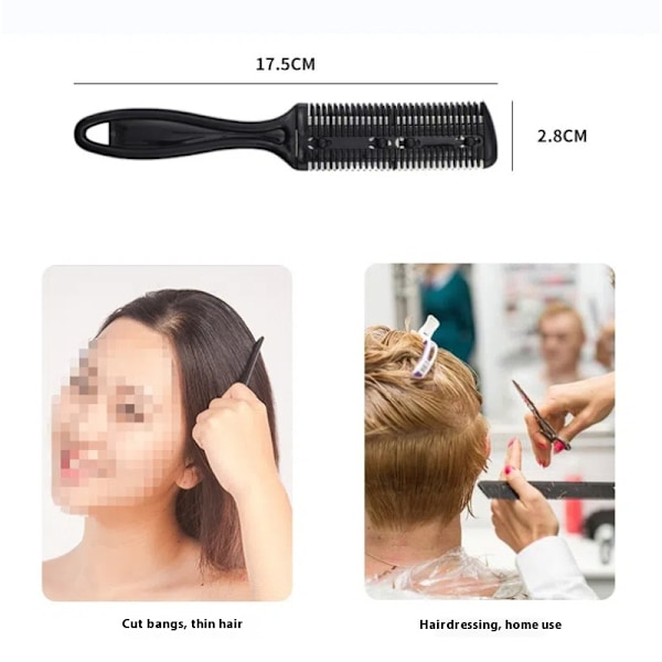 3 stk. Svart Hårkutter Kam Dobbel Hårkutter Kam Klippesaks, Dobbeltkant Razor, Hårtynnende Kam Slank