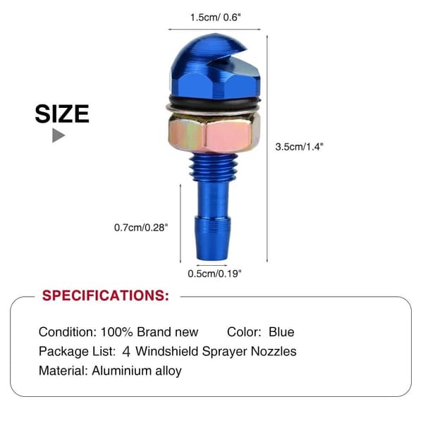 Windshield Washer Nozzle, Universal Car Auto Windshield Wiper Spray Nozzle Replacement Kit BLACK