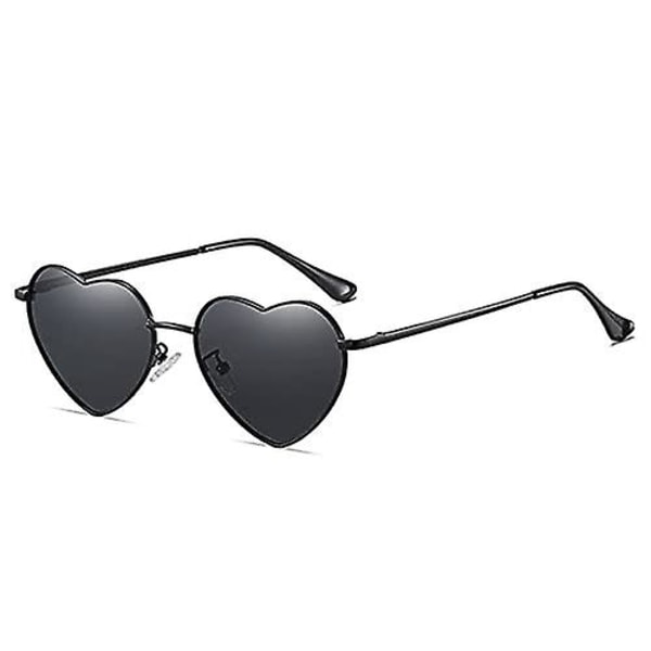 Heart Sunglasses Women Polarized Metal Frame Trendy Cute Heart Shaped Sunglasses Protectionblack