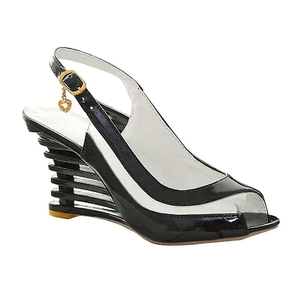 Peep toe wedgesandaler til damer 42 Sort