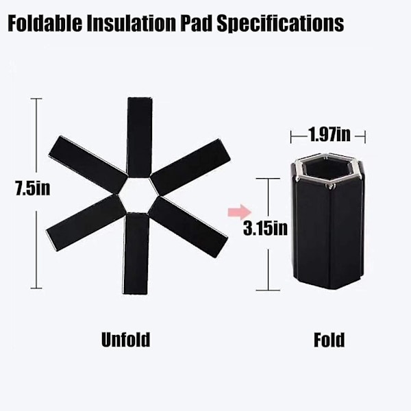 Foldbar silikone varmeisolerende pude, foldbar skridsikker varmeisolerende bordskåner, silikone trekantpude, brugt til varme retter, foldbar køkkengrydeunderlag
