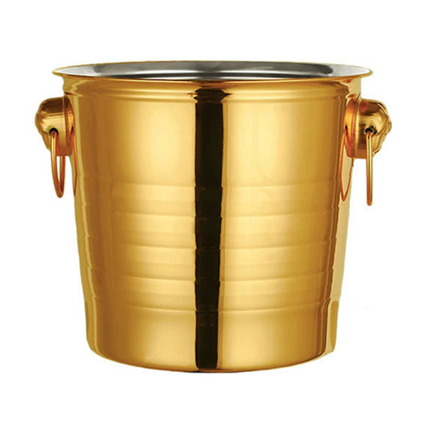 1 st 3L rostfritt stål ishink tjock huvud ishink fest ishink (guld)