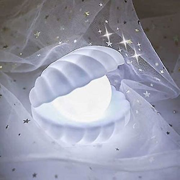 Shell Pearl Illuminator Baby Nattlampa Dekorativ Lampa Sänglampa Barn Ljus Konstnär Bord Batteridriven Led Lampa Present Mamma (färg: Vit)1st)(w