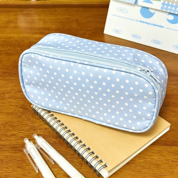 Stor Gingham Penalhus og Makeuppung Blue