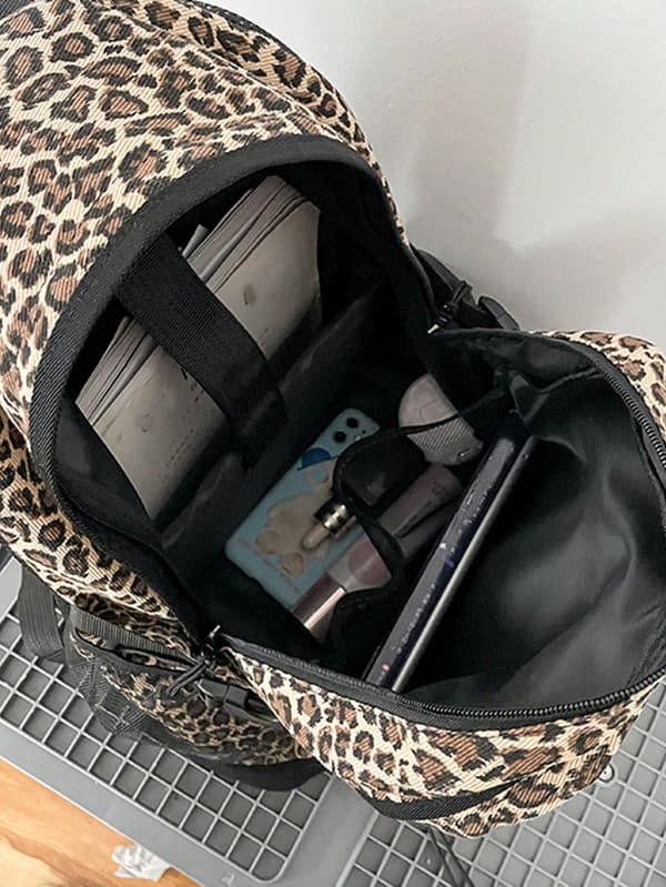 Nylon skoletaske med dyreprint og stor kapacitet