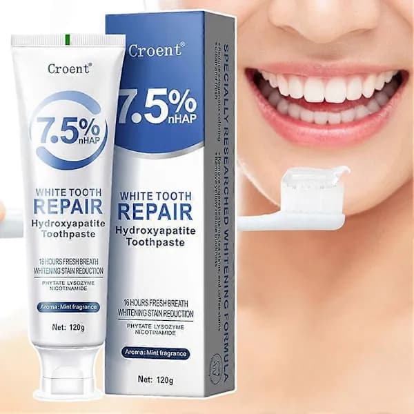 7,5 % hydroxiapatit-tandkräm, skonsam blekande tandkräm, 2-pack