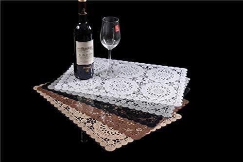 Waterproof Plastic Placemats for Dining Table, Easy to Wipe Clean, Washable Vinyl PVC Table Mats for Kitchen, Black Bb-black