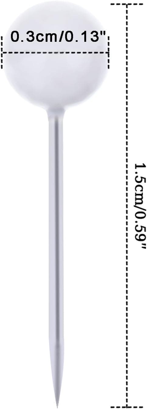 Outus 1/8 Inch Round Head Map Tacks Push Pins, 300 Pieces, White