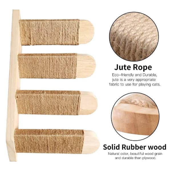 Cat Climbing Shelf Wall Mounted, Four Step Cat Steps with Jute