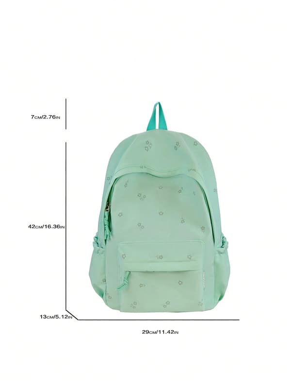 Skolryggsäck i nylon med stor kapacitet för studenter och daglig pendling Green