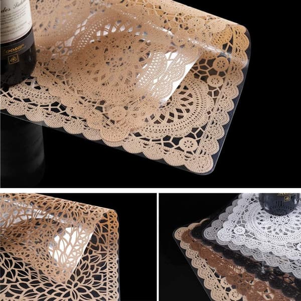 Waterproof Plastic Placemats for Dining Table, Orange, Wipeable, Washable, Vinyl PVC, Coffee Table Mats for Kitchen Dd-orang
