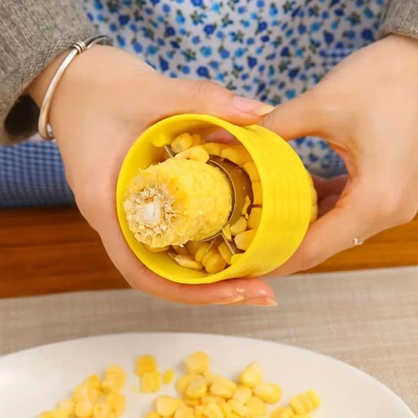 Majskolvsskalare i rostfritt stål 1pc Yellow