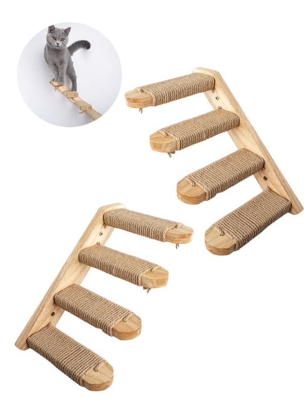 Cat Climbing Shelf Wall Mounted, Four Step Cat Steps with Jute
