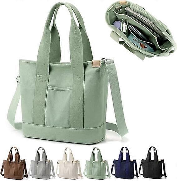 Canvas Multi-Pocket Zipper Bag, Handmade Canvas Material, Multiple Compartments, Multifunctional Women's Bag, Suitable for University, School