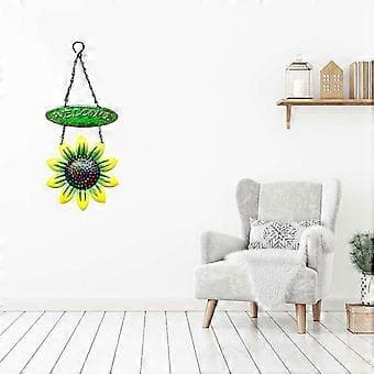 Flower Shape Welcome Sign Iron Wall Decorations Door Window Hanger Blue Blue