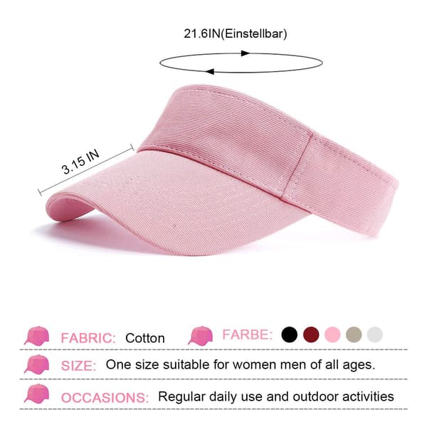 Sun Visor Cap - Women's Ponytail Baseball Cap, Washed Outdoor Trucker Hat, Plain Dad Hat, Adjustable Twill Golf Tennis Sun Visors for Men pink