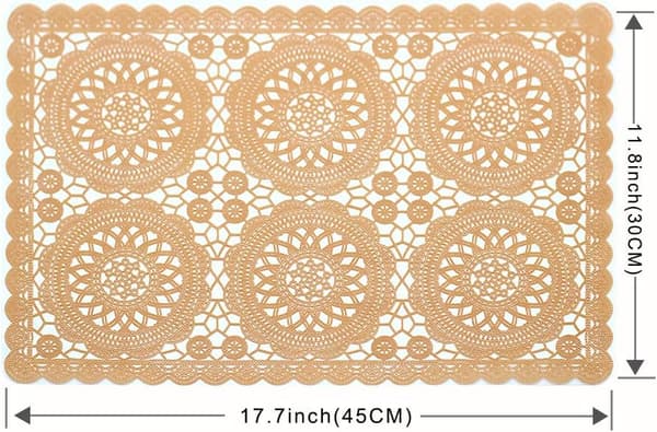 Waterproof Plastic Placemats for Dining Table, Orange, Wipeable, Washable, Vinyl PVC, Coffee Table Mats for Kitchen Dd-orang