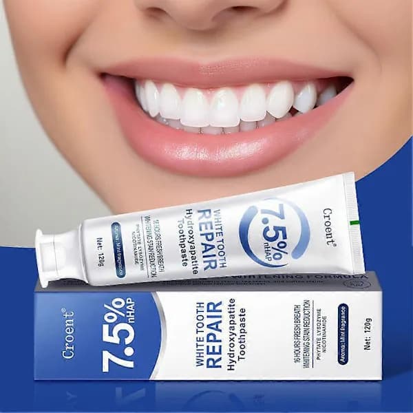 7,5 % hydroxiapatit-tandkräm, skonsam blekande tandkräm, 2-pack