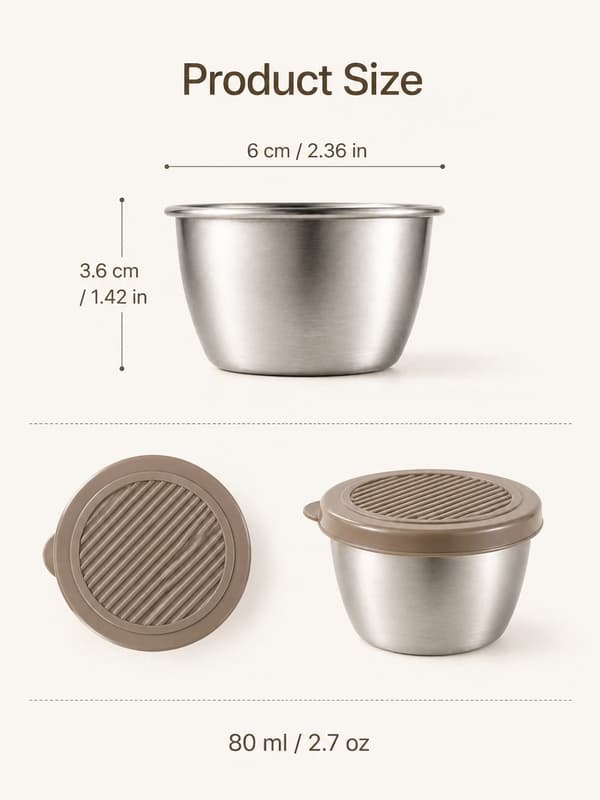 Sauskopper i rustfritt stål med lokk, 4/6 stk 6pcs