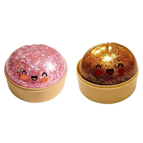 2-pak Dumpling Squishy Stressbold, Glitterbold Squishy, Sensorisk Klemmelegetøj til Stresslindring (Pink-Bronze)