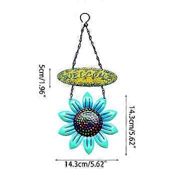 Flower Shape Welcome Sign Iron Wall Decorations Door Window Hanger Blue Blue