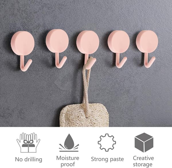 20 Pcs Black and White Self-Adhesive Plastic Hooks, Removable Wall Hangers for Bathroom, Kitchen, Office, Wardrobe, Glass