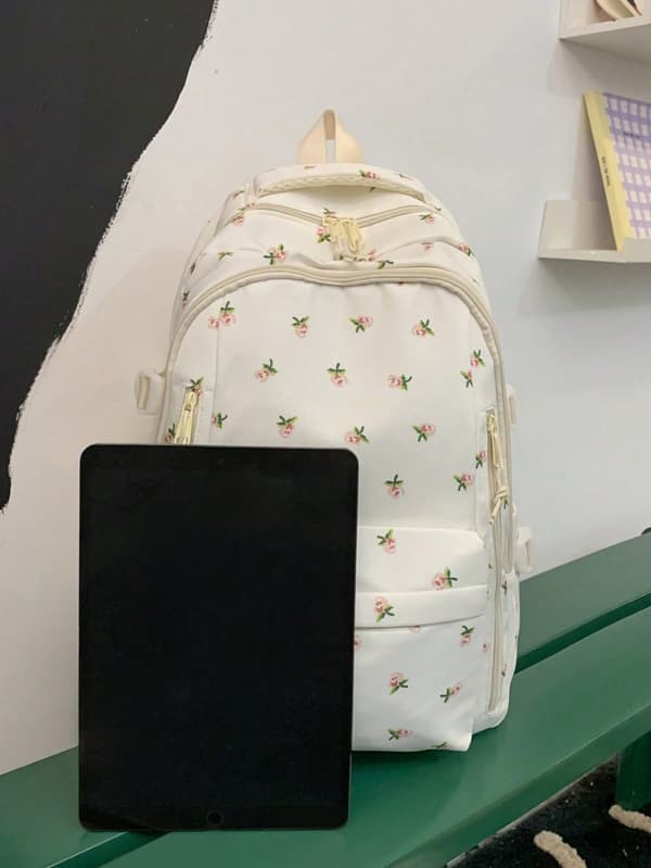 Skolryggsäck i nylon med stor kapacitet för studenter och daglig pendling Black